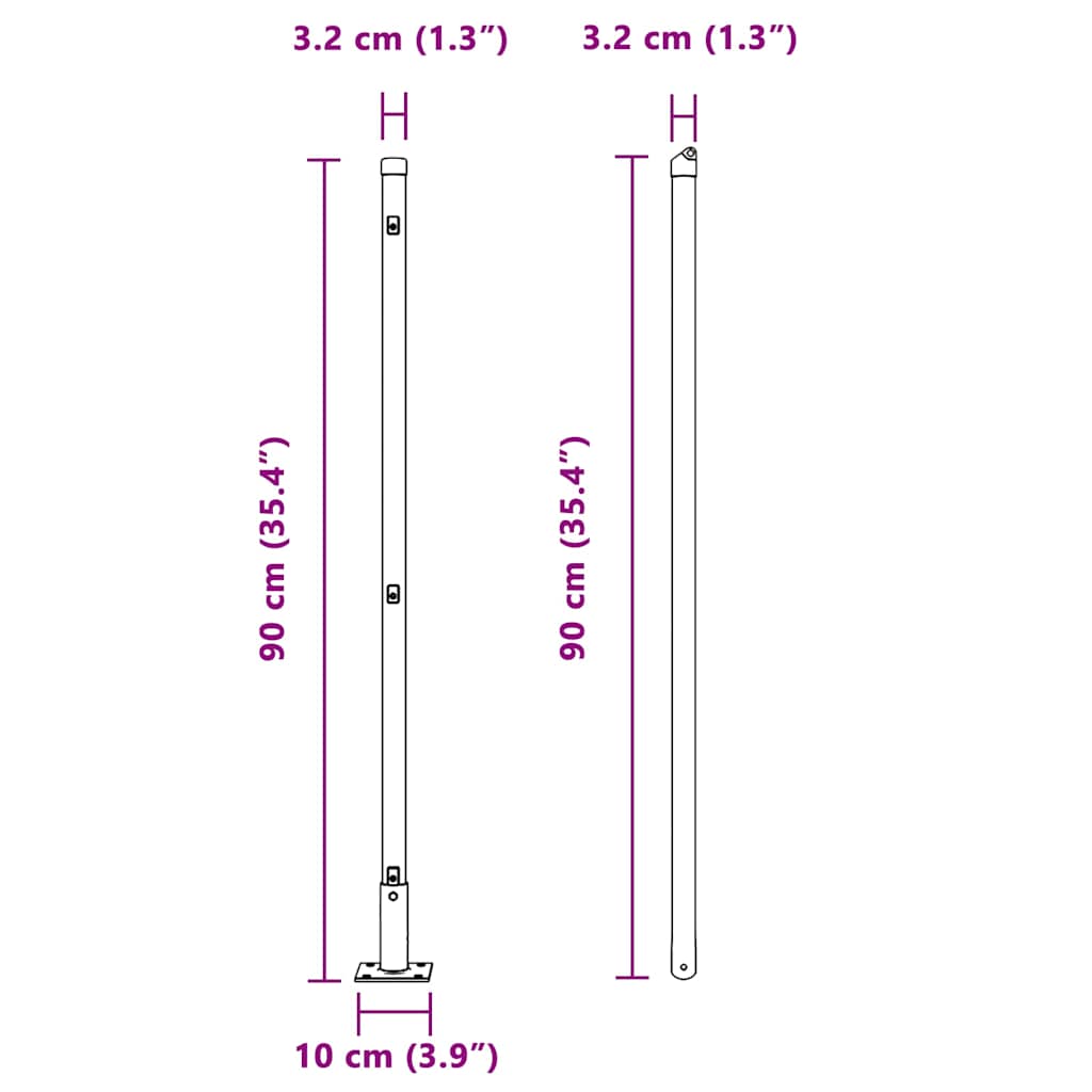 Fence Posts for Concrete Installation 7 Pieces Gray