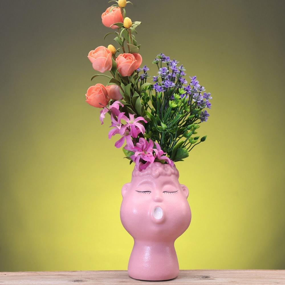 Kreatywny Wazon Statua Chłopca Ceramiczny Wazon Hydroponiczny Dekoracja na Suche Kwiaty Kompozycja Kwiatowa Wystrój Domu Ozdoba Artystyczna do Salonu