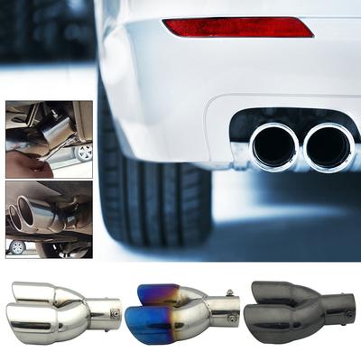 Universal Car Exhaust Pipe Stainless Steel Dual Rear Noise Canceller Muffler Tail Pipe Double Outlet Tailpipe