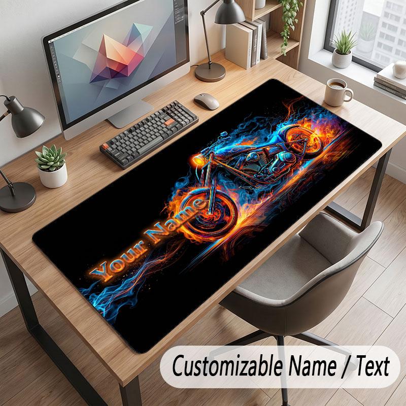 Motorcycle Theme Customized Mouse Pad Personalized Print Name Text Desk Mat For Home Office Table Decor