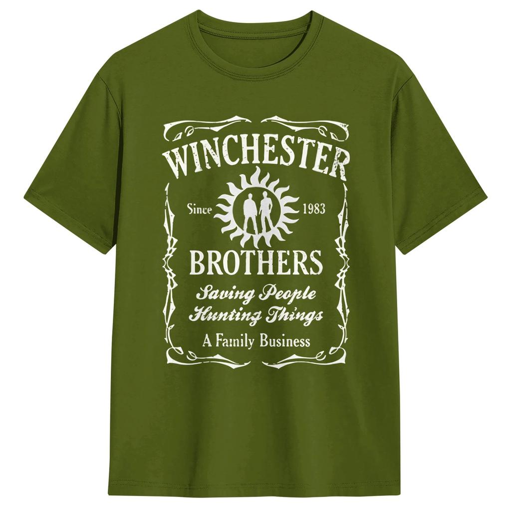 Men TShirts Supernatural Winchester Brothers Funny 100 Cotton Tees Short Sleeve T Shirts O Neck Clothing Party
