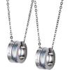 [White Clover] Pair Necklace Surgical Stainless Steel 316L Cubic Zirconia Allergy Free Message+Sh...