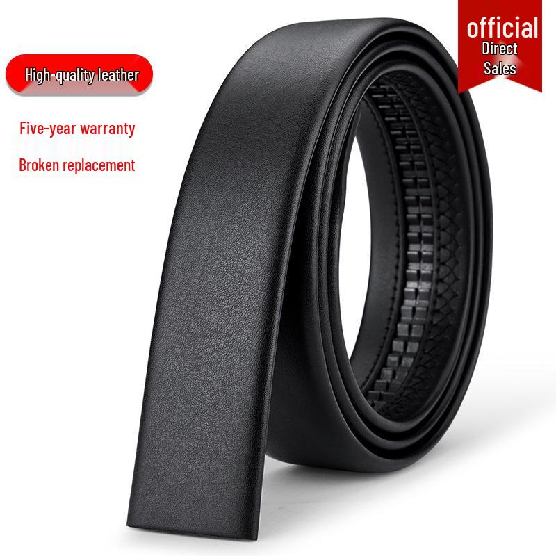 Men's Headless Genuine Leather Belt with Automatic Buckle - Fashionable for Business and Casual Wear
