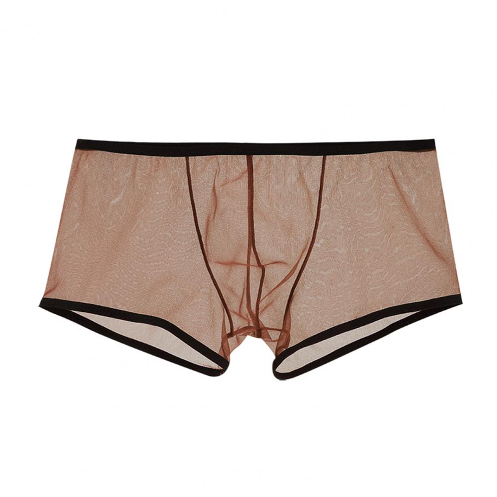 Men Boxer Underwear Transparent Mesh Perspective Shorts Panties Low-rise Moisture-wicking Boxer Shorts