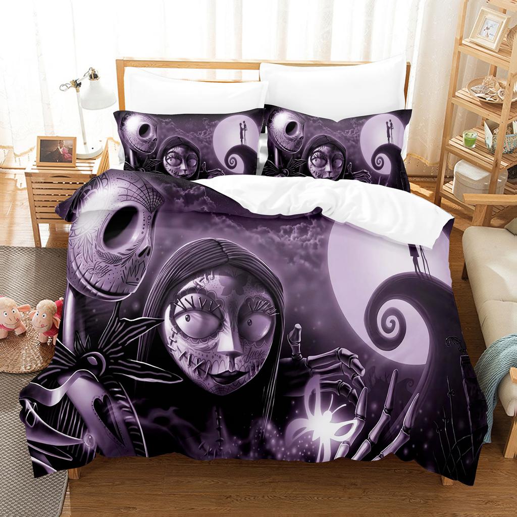 Animation Cartoon Digital Printing Bedding Christmas Eve Fright Polyester Cotton Microfiber Duvet Set Three-Piece Set
