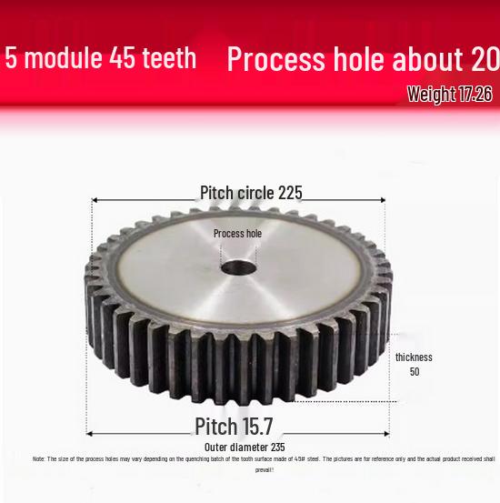 5-Module Gear Rack and Pinion Set: Straight Tooth Gear System with Metal Transmission for Reduction Applications