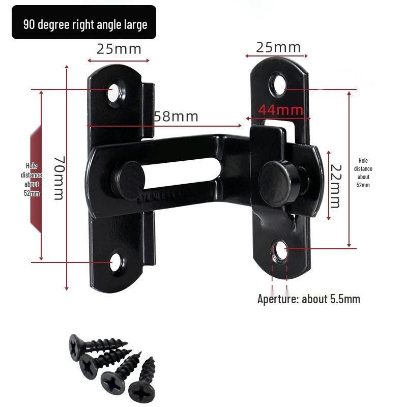 Stainless Steel 90° Right Angle Door Latch: Anti-Theft Sliding Bolt Lock