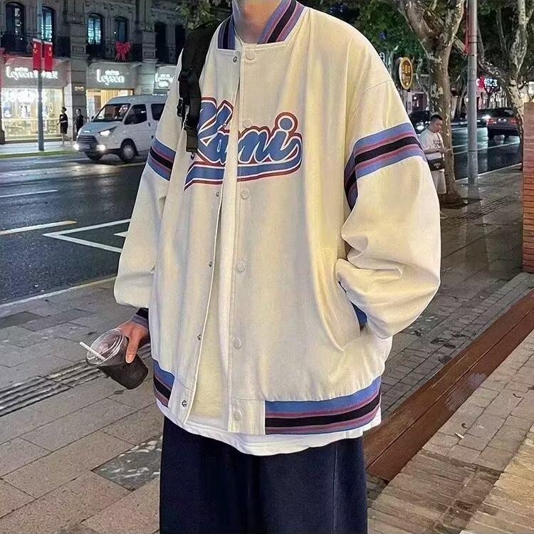 Men's Autumn Waffle Jacket: Trendy Hong Kong Style, Versatile Loose-Fit Baseball Coat for Couples