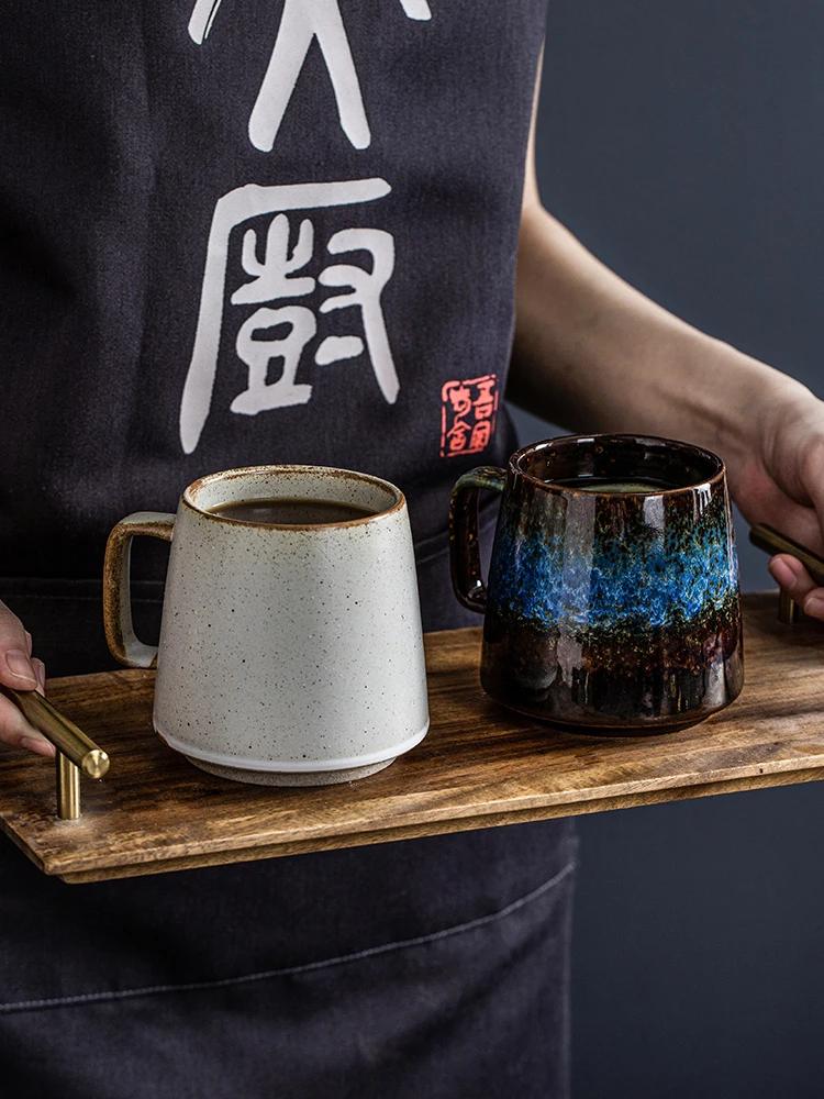 Japanese creative retro ceramic cup office tea cup water cup household mug large capacity coffee