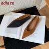 Mode Damen Niedriger Absatz Schuhe Flache Damen Pumps Schuhe Spitze Zehenpartie Mode Flock Elegant Damen Schuhe mit Absatz Pantoletten