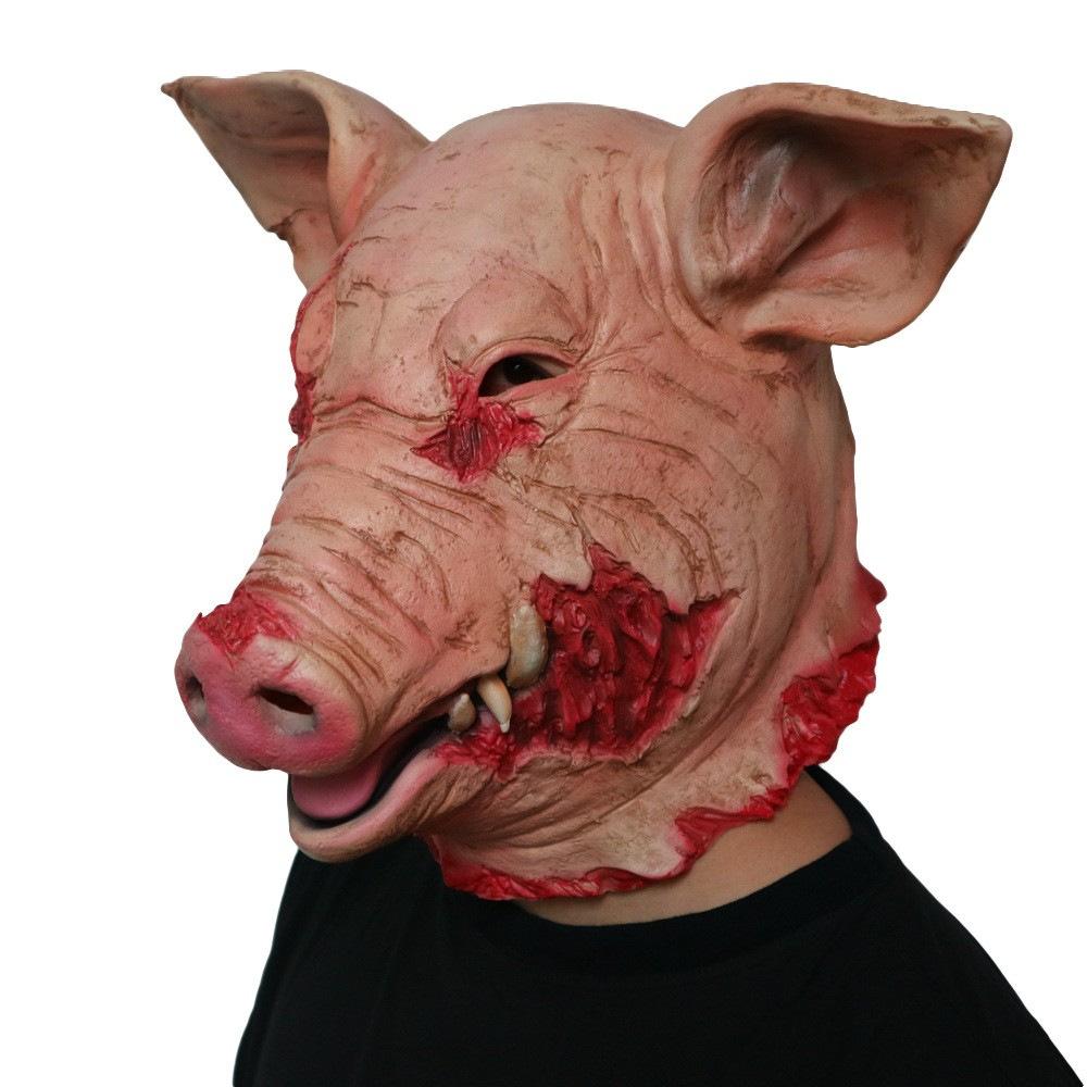 Nová Halloweenská Hororová Maska Prasečí Hlavy Latexové Zvířecí Rekvizity pro Dospělé, Prasečí Bajie Žertovná Pokrývka Hlavy