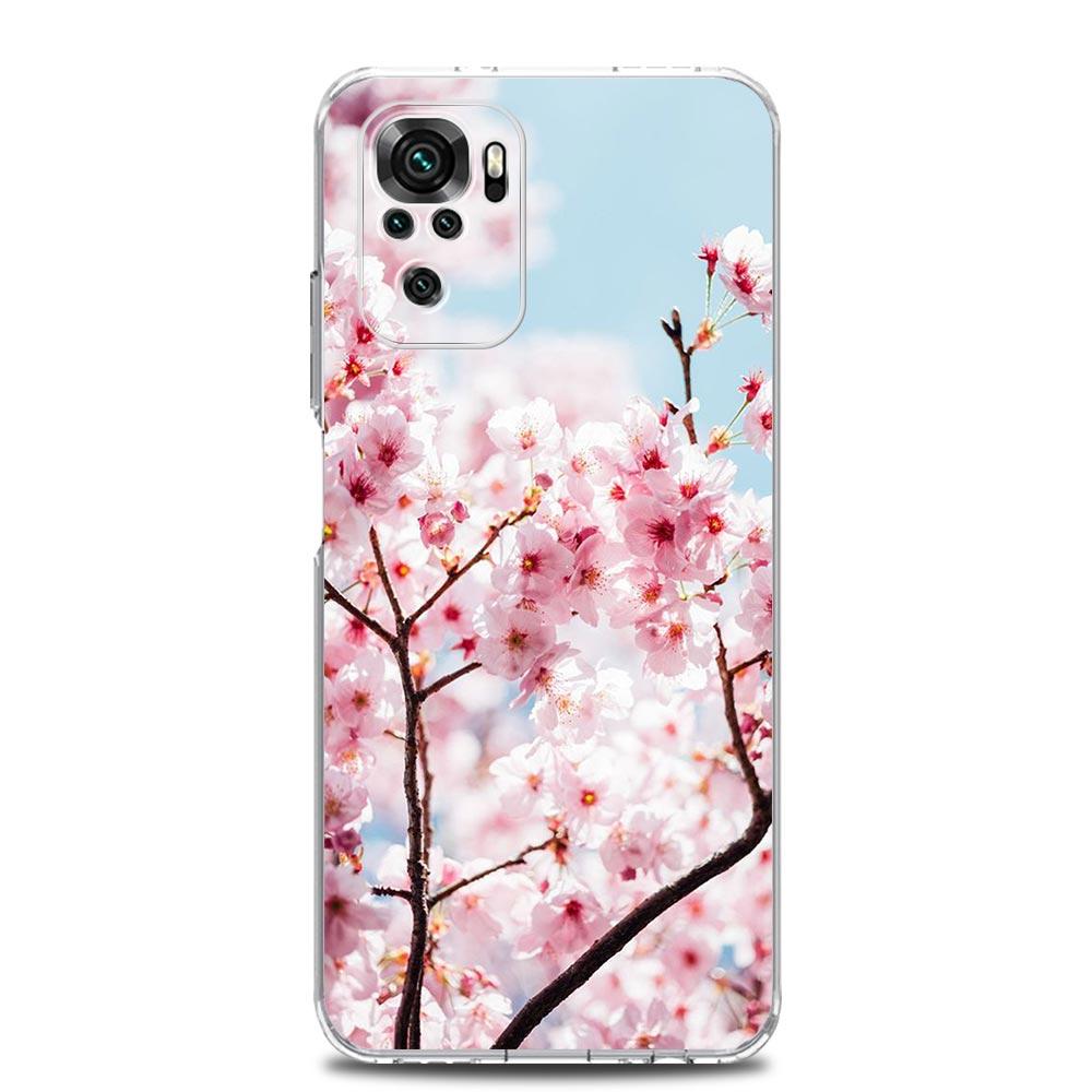 Phone Case For Xiaomi Redmi Note 13 12 5G 9S 9 8 10 11 Pro Plus 4G 9T 13C 12C10C 9C 9A 7 Clear Cover Cherry Blossom Tree