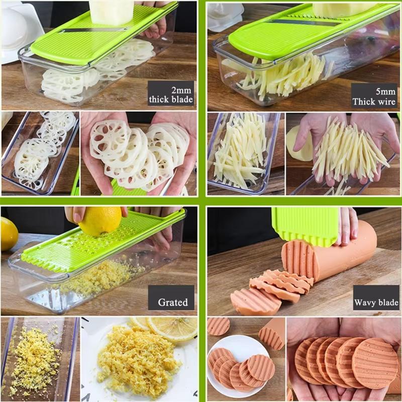1 Piece Mandoline Food Slicer Adjustable Stainless Steel Vegetable Slicer Chopper with Container Pro Veggie Slicer Dicer YY082
