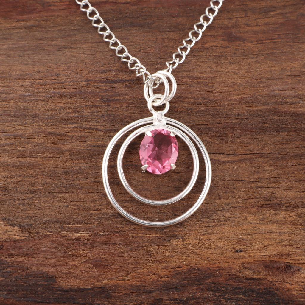 Pink Tourmaline Jewelry, 925 Solid Sterling Silver Gemstone Pendant, Handmade Jewelry, For Memorial Day