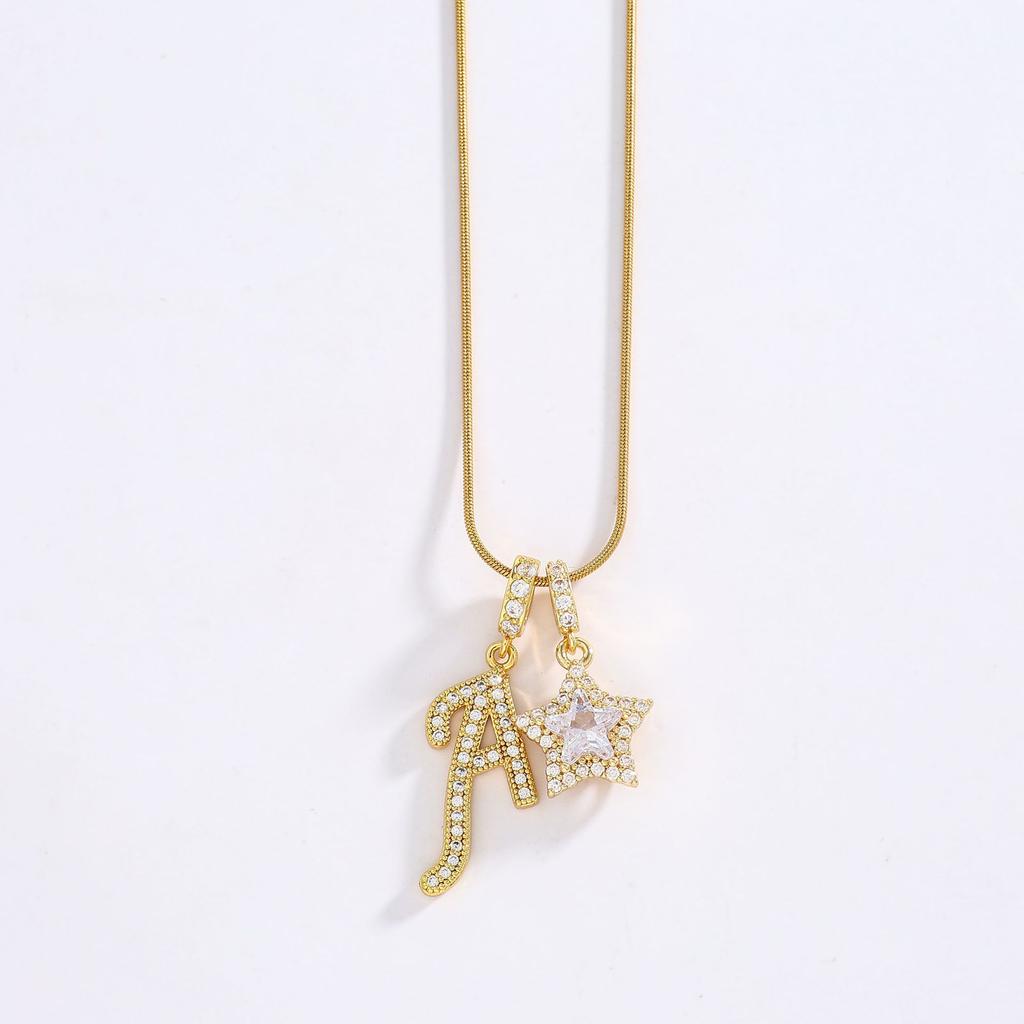 26 Alphabet Pendant Initial Letter Star Necklace Couple Name Jewelry Gifts