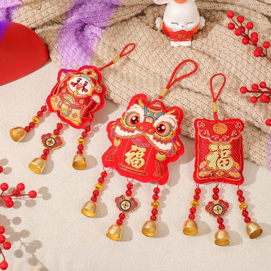 1 Stück 2025 Jahr der Schlange Frühlingsfest Fu-Zeichen Löwenanhänger Chinesisches Neujahr Laden Zuhause Segensgeschenk Windspiel Glocke