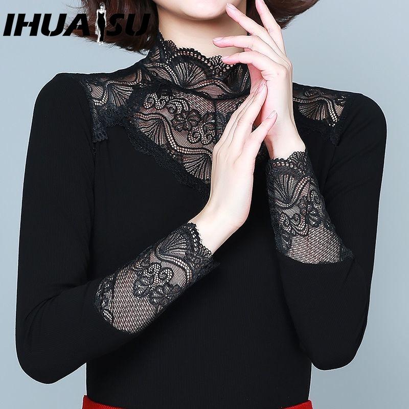 

IHUASU Женская мода Повседневные однотонные блузки и рубашки с принтом XXXXXXL чёрный