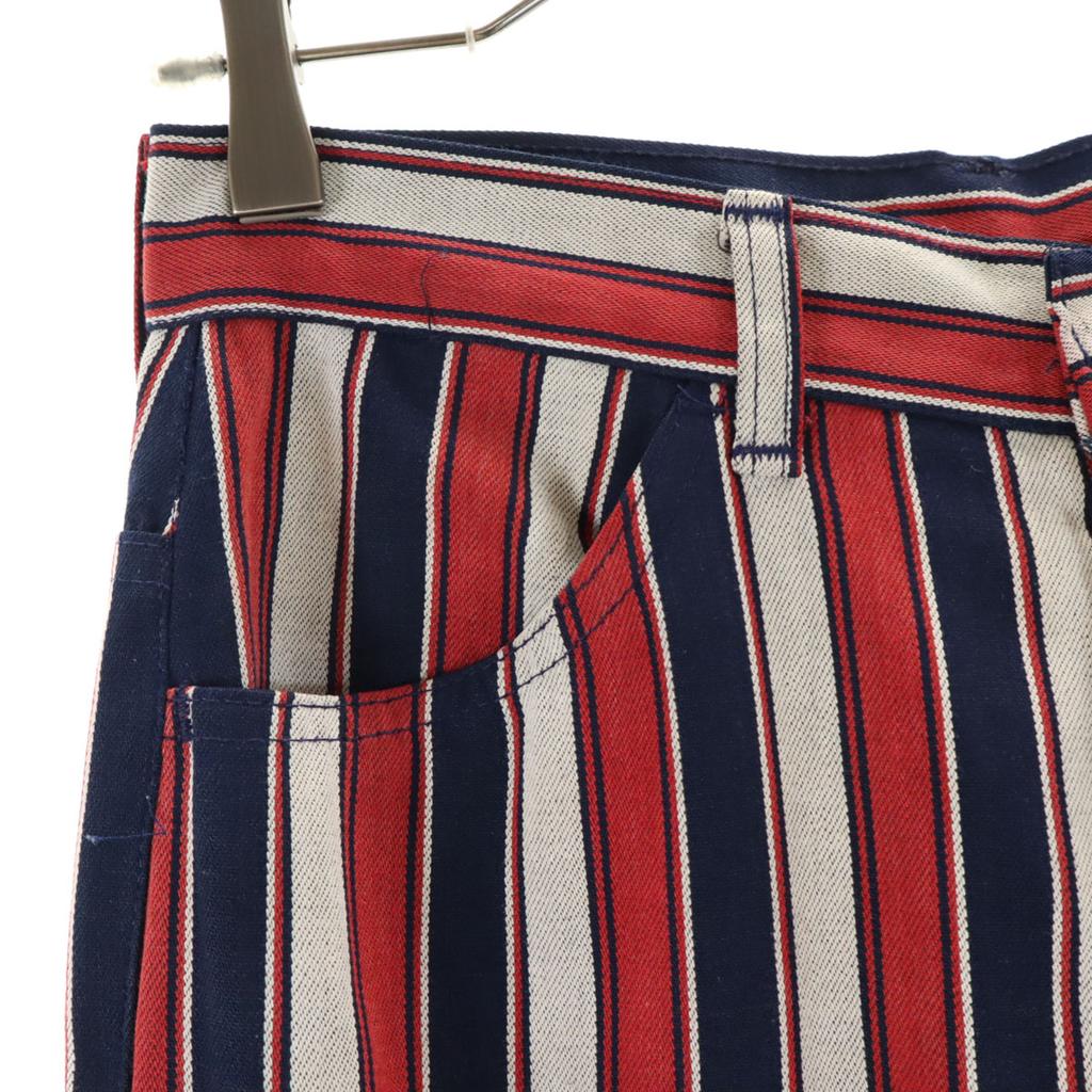 Levi's 70s Vintage 42 Talon Big E Button Back 32 Striped Pattern Staple Flare Denim Pants Women Used