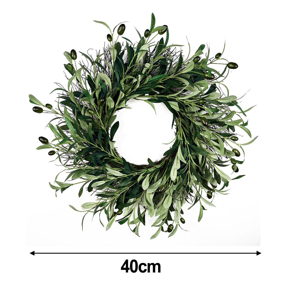 Front Door Wreath Seasonal Decor Spring Decor 40cm Beautiful Olive Leaves Wall Hanging Garland Indoor Wall Decor