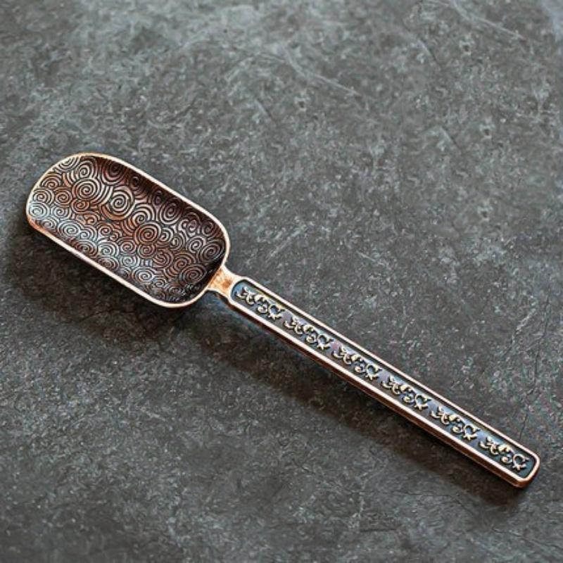 Legierung Teelöffel mit Retro Glücksverheißende Wolken Textur Kung Fu Tee Entnahmewerkzeug Teeschaufel Büro Haushalt Teezubereitungswerkzeuge