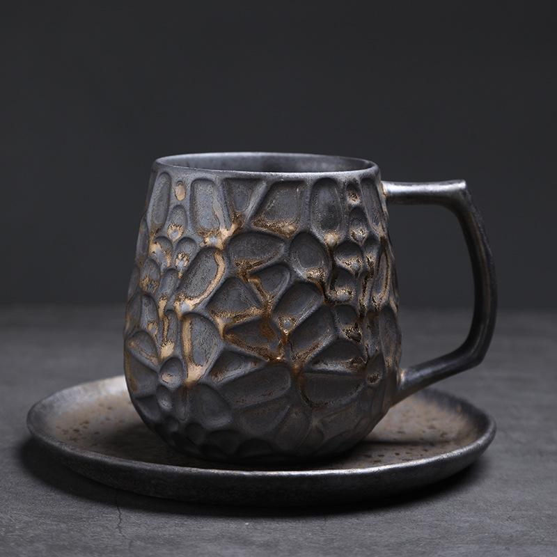 Ceramiczny kubek o dużej pojemności, retro kubek do kawy z grubej ceramiki, wysokiej klasy wykwintny kubek do latte, niszowy kubek na wodę z wyczuciem designu