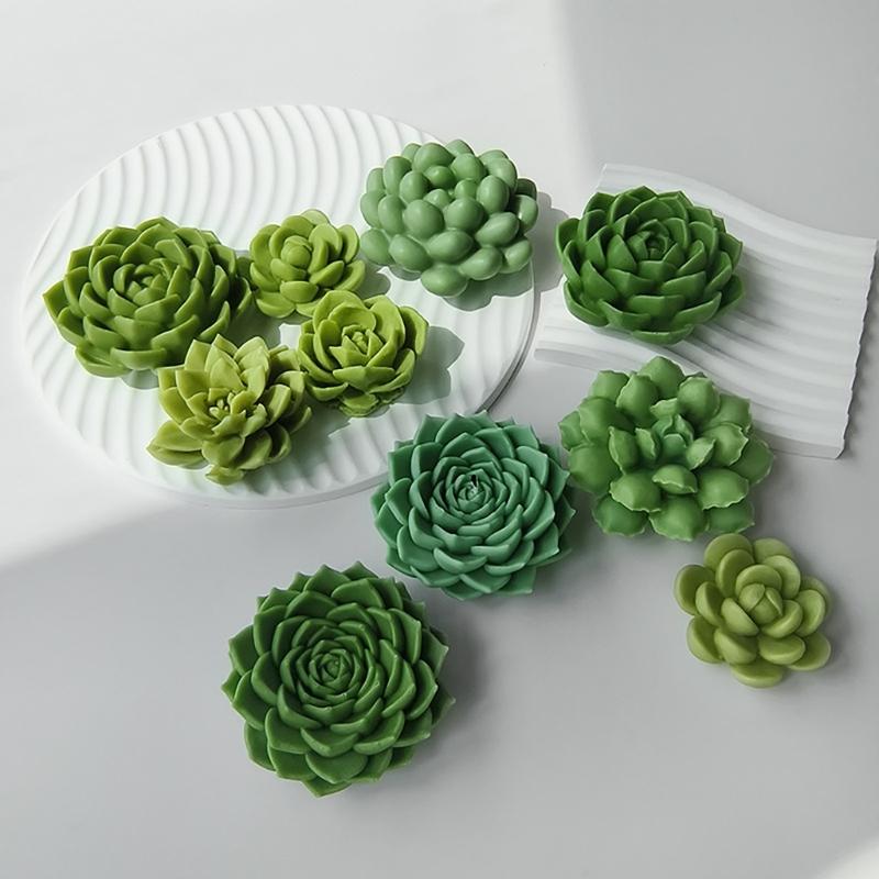 DIY Geometric Silicone Mold Succulents Shape Concrete Moulds Realistic Craft Molds Resin Moulds for Hand-Making Candle