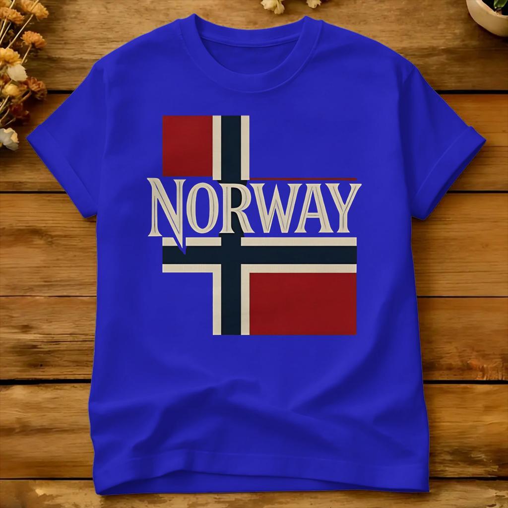 Norway Flag Design TShirt Unisex Y2k Basic TShirts Summer ONeck Harajuku Tees Hot Sale Big Size Tops