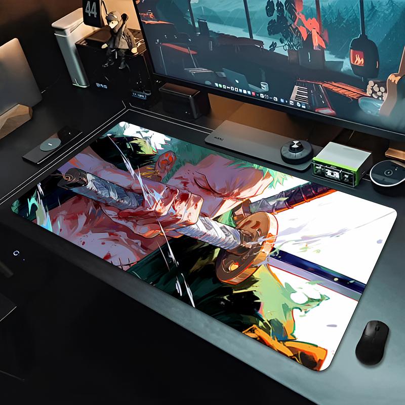 Popular Anime Mouse Pad One Piece Zoro Xxl E-sports Players Gamer Keyboard Pad Office Computer Mousepad Rubber Extended Desk Mat