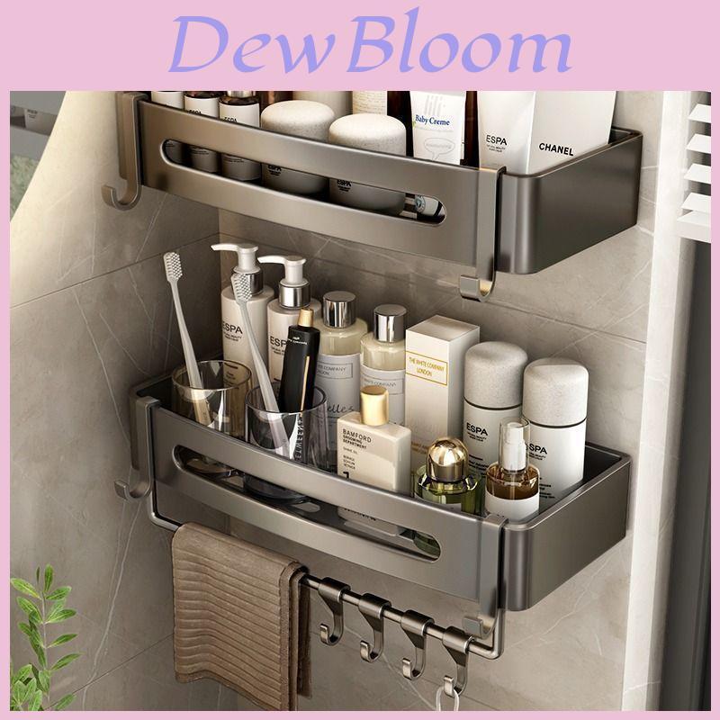 Aluminum Bathroom Storage Rack With Hooks For Shower And Toilet Organizer