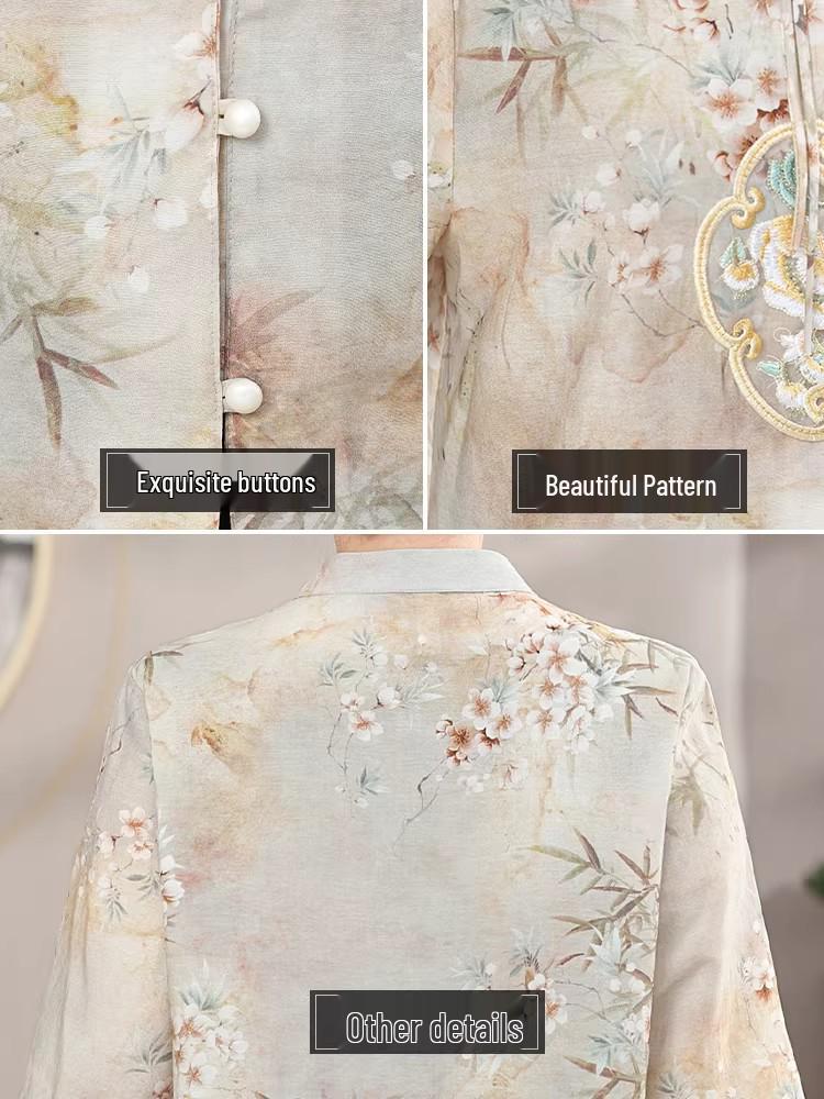 Chinesischer Stil Sommer-Sets mit kurzen Ärmeln für Frauen mittleren Alters & ältere Frauen - Stilvolle T-Shirts & Hemden für Mütter, Perfektes Geschenk zum Muttertag