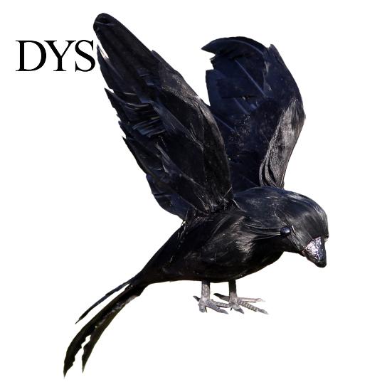 False Crow Artificial Feathered Realistic Handmade Standing/Flying Foam Home Garden Decoration Simulation Bird Mini Halloween Ornament Tree