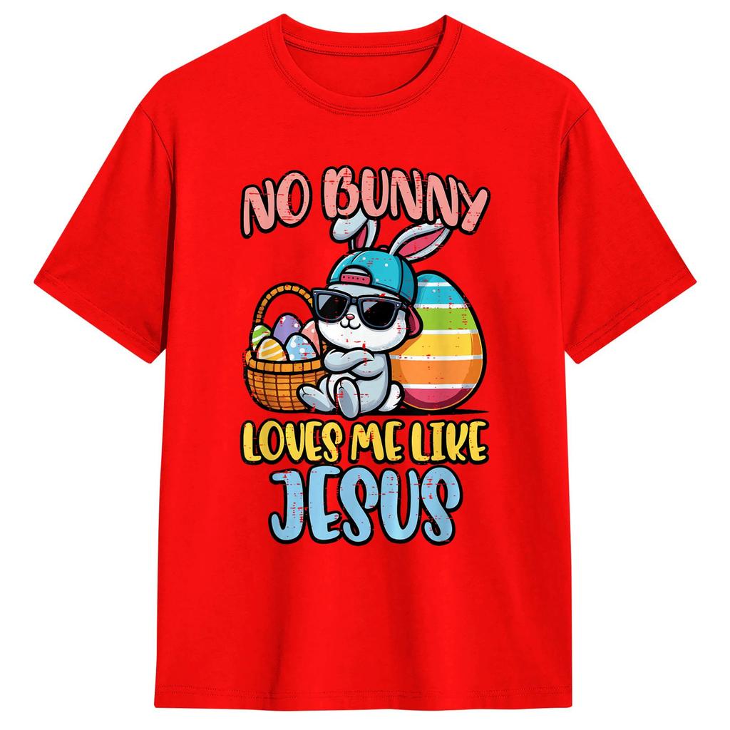 No Bunny Loves Me Like Jesus Easter TShirt Summer Cotton TShirts Unisexs Harajuku Design Tee Shirt ShortSleeve Vintage Top Tees