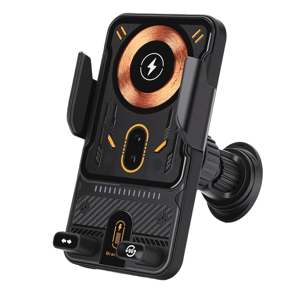 Car Phone Holder Wireless 15W Fast Auto Sensing 90 Degrees Rotation Vent Clip Phone Mount Black