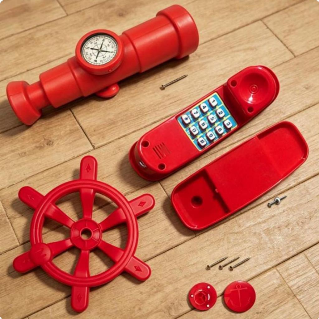 Plastic Steering Wheel and Telescope Set Safe for Children Playhouse Toy Attachment Set Playhouse Safety Handles Bright Hues