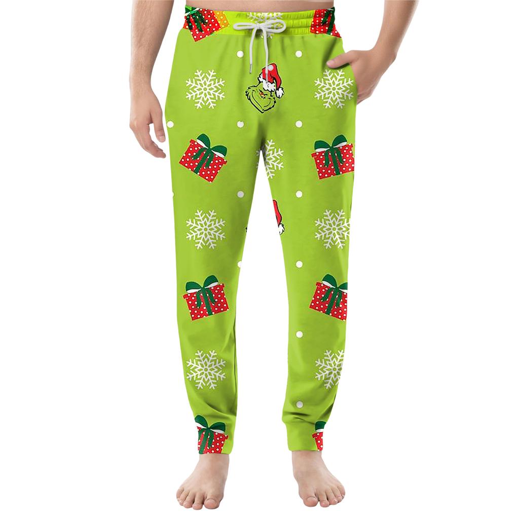 Men's Drawstring Pocket Cuffed Casual Pants Home Sleep Pants