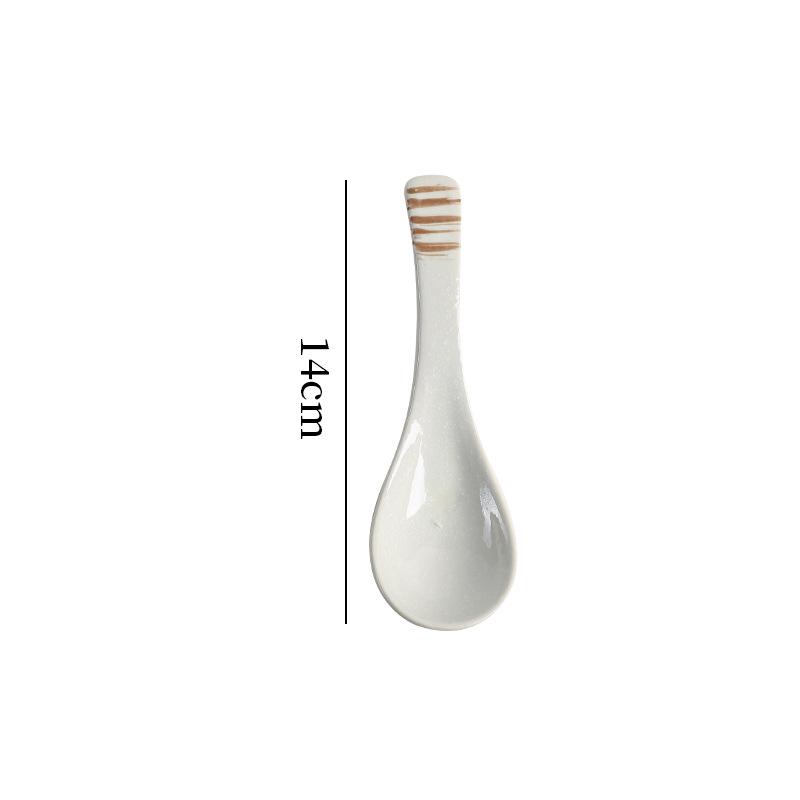 14cm Japanese-style Retro Ceramic Tableware Soup Spoon Household Kitchen Teaspoon Tableware Soup Rice Spoons 2025 New