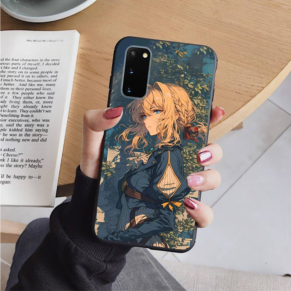 AD93 Violet Evergarden Black Case for iPhone 16 15 Plus 14 13 12 11 Pro 8 7 6S SE 5S X XR XS Max Realme C30 C33 C31 9I Huawei Y8P Y9 Sofe Cover
