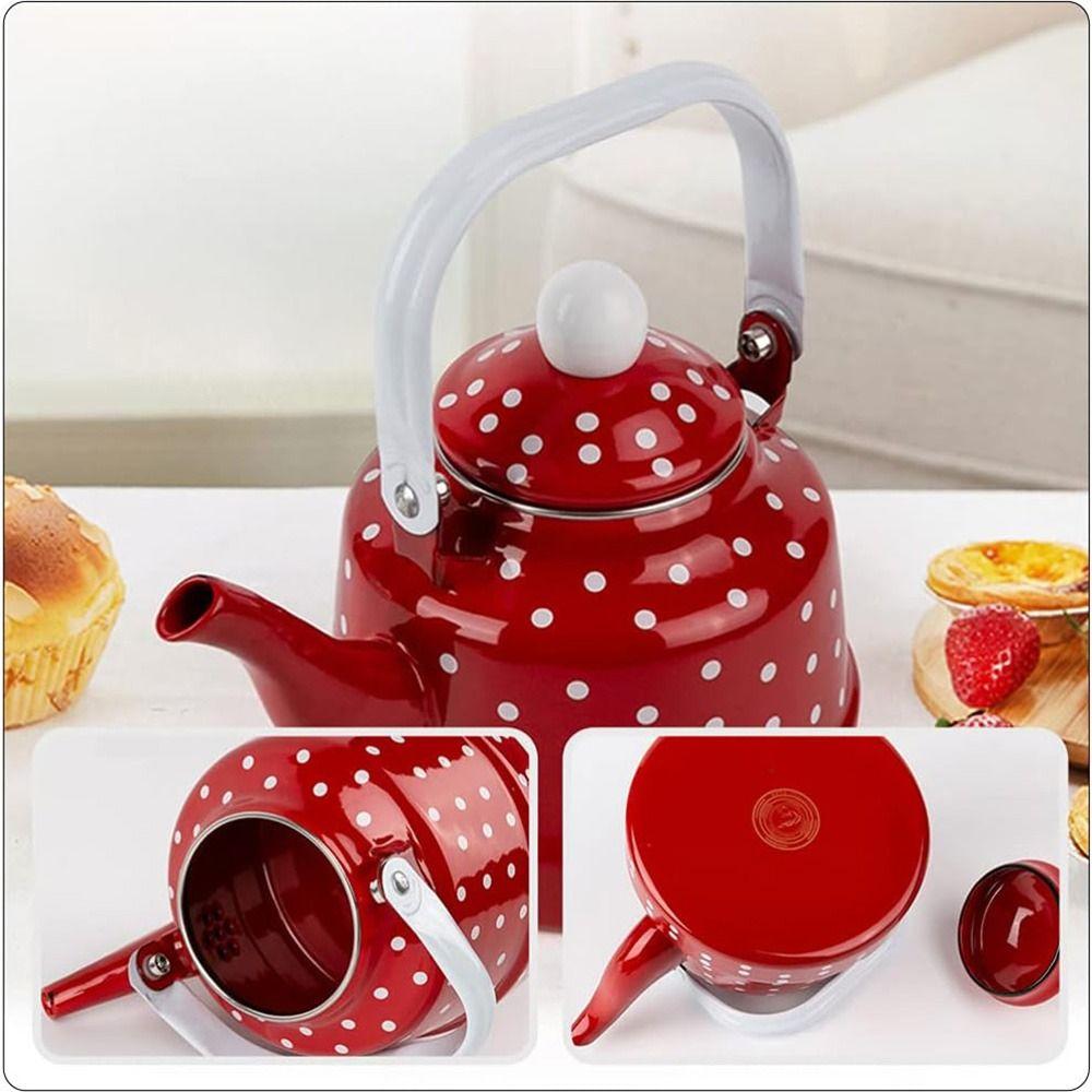 European Style Enamel Tea Kettle Enamel Ancient Bell Pot Exquisite Tea Pot  Outdoor