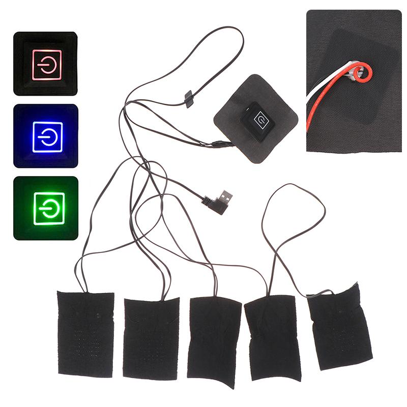 1 Set DIY USB Electric Heated Jacket Heating Pad Themal Warm Winter Heating Vest Pads For Outdoor  Heated Clothing