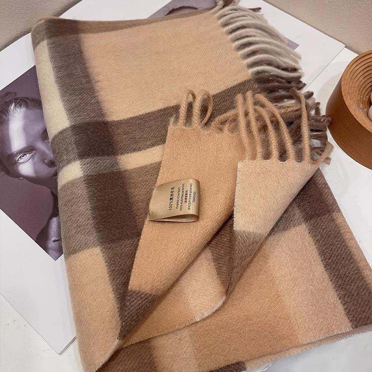 Simple and Versatile Plaid Wool Scarf for Women Couple Narrow Version Long Men's Scarf