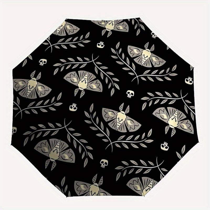 

1pc Moths Skulls Automatic Open/close Umbrella, 8-Rib sturdy structure, Portable Travel Umbrella, Parties, Everyday Use, Outdoor Accessory,