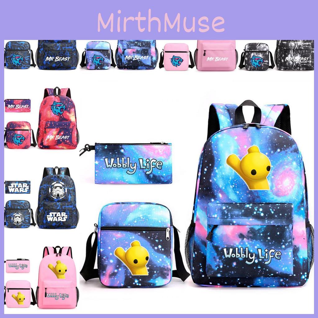 Stars Brawl School Bag Backpack Three Piece Set Cartoon Storage Bags Kids Gift