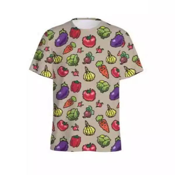 Summer 3D Vegetable Printed Casual Comfortable Fashionable Plus Size T-shirt- Soft Medium Elastic Polyester Fiber Fabric Summer Loose Casual Wear