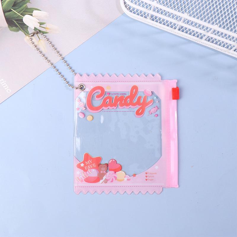 Cartoon Transparent Pvc Dustproof Storage Bags Doll Display Bag With Keyring Mini Mystery Box Dolls Organizer Pouches