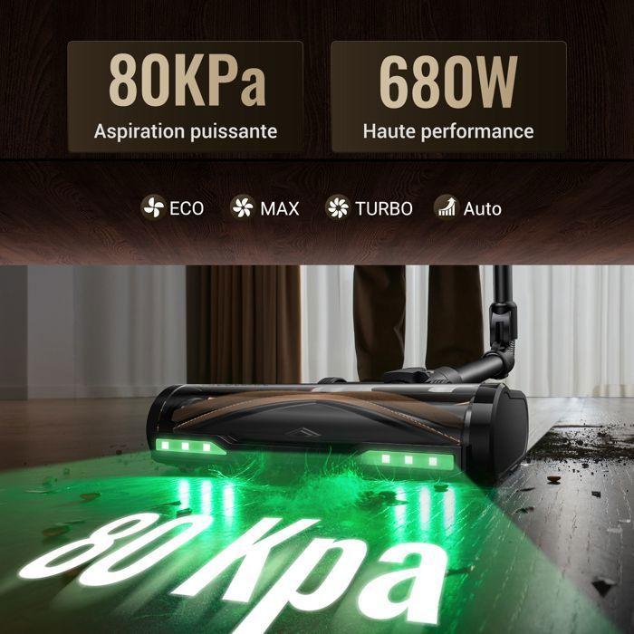 Proscenic PO20 Cordless Wet/Dry Upright Vacuum, 80 kPa, 180 AW, 70-Minute Runtime, 180° Foldable Tube, Pet Hair