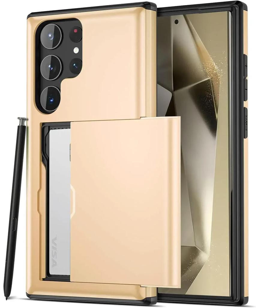 Slim Dual Lay Heavy Protector Case For Samsung Galaxy S26 S25 S24 S23 S22 S21 Ultra Plus FE A55 Hidden Card Slot Wallet Cover