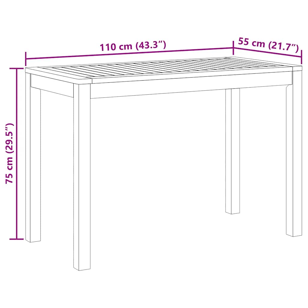 Garden Dining Table 110x55x75 Cm Solid Acacia Wood