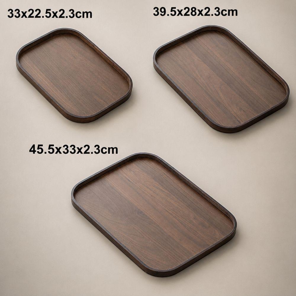Rectangle Wood Tray Retro Style Fruit Plate Smooth Edge Tea Tray Home