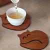 Wood Coasters Cat Shaped Coasters Set Rustic Coasters Heat Insulation Trivet Centerpiece For Coffee Table Drinking supplies