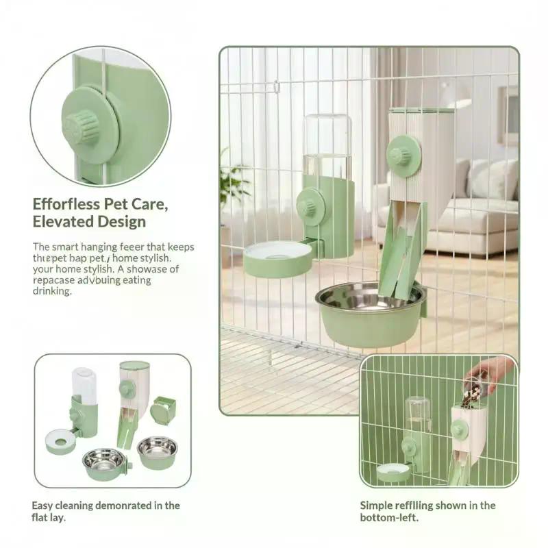 500ML Pet Chinchilla Hanging Feeding Waterer Easy Install Pigeon Rabbit Small Animal Automatic Feeding Water Bowl Pet Products